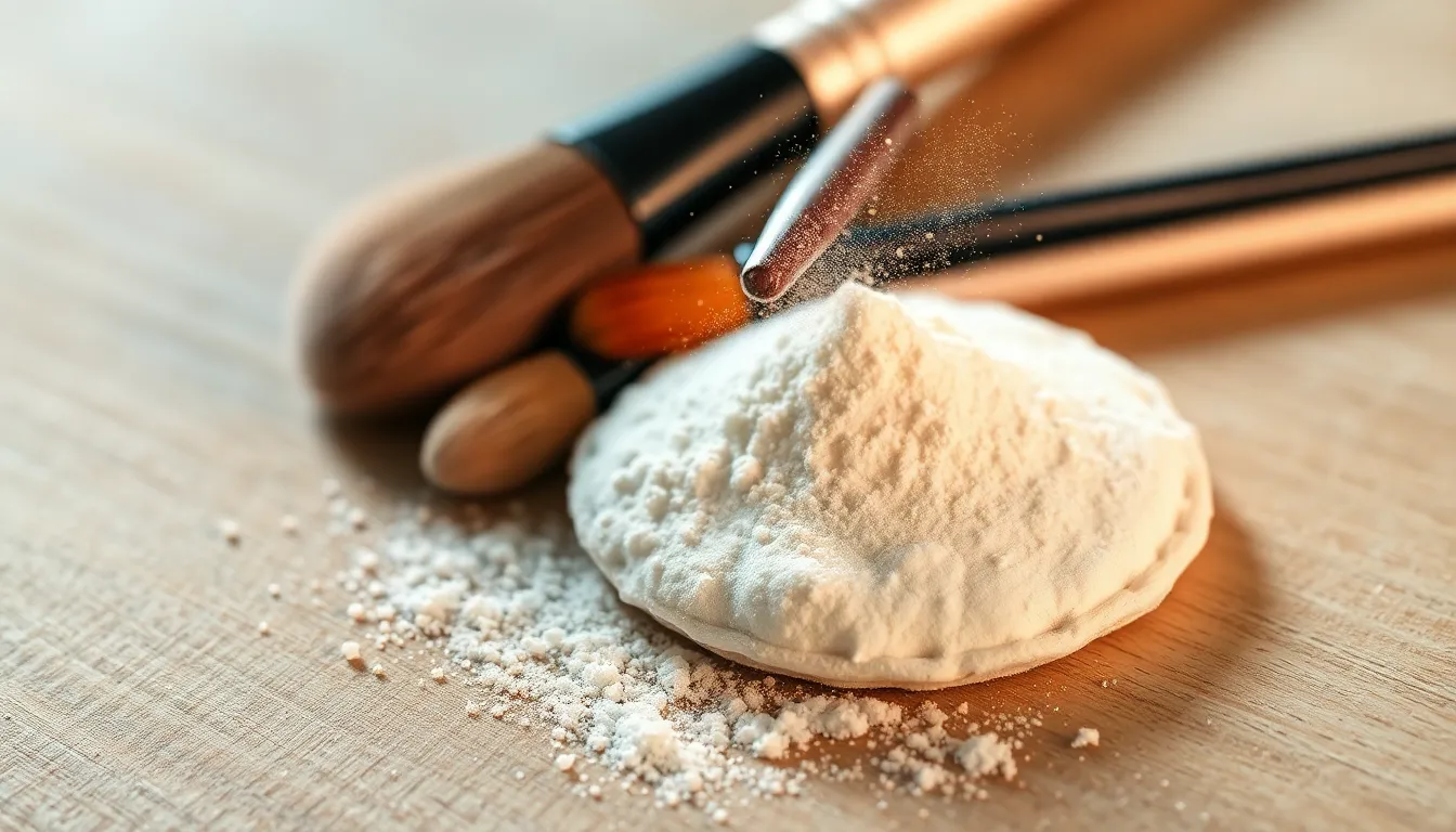 다양한 파우더와 메이크업 도구들