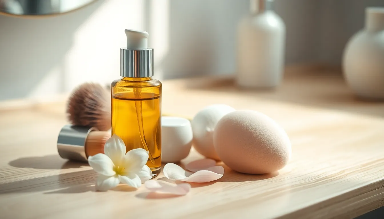 다양한 피부 타입에 맞는 스킨케어 제품과 메이크업 도구들