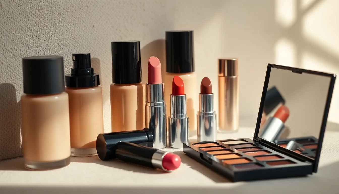 다양한 색상의 립스틱과 립 틴트 컬렉션