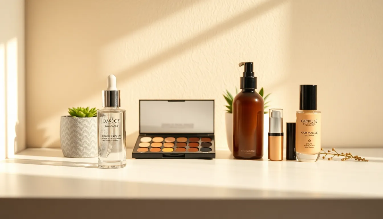 메이크업 제품들로 꾸며진 화장대