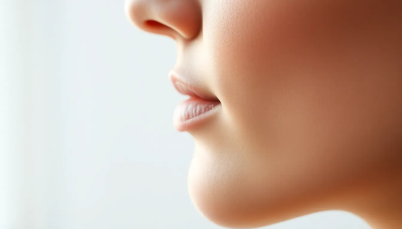 매끈한 피부결에 메이크업을 하는 모습