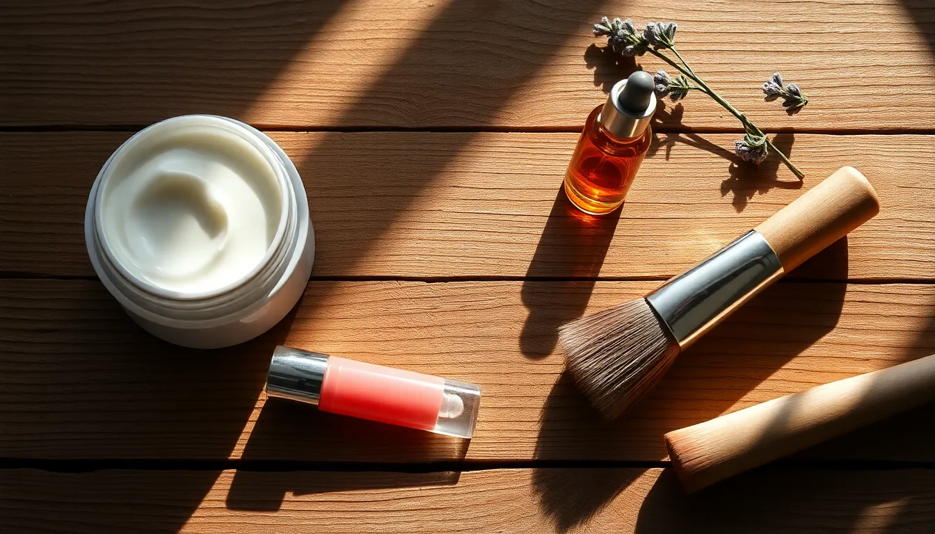 다양한 메이크업 도구와 화장품