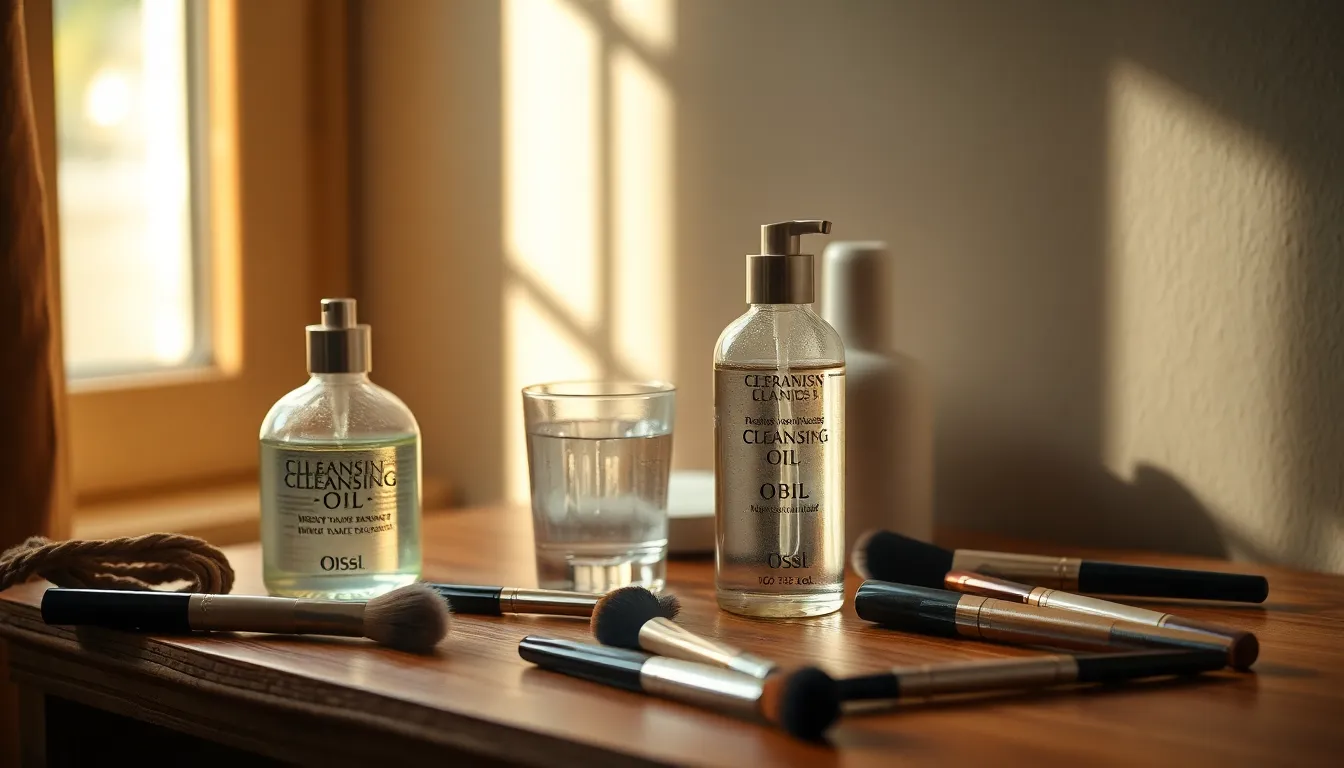 맑고 깨끗한 피부에 메이크업을 하는 모습