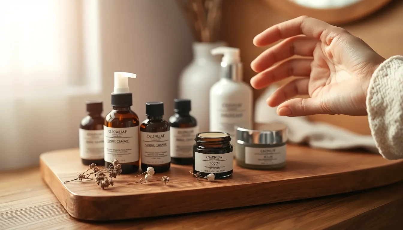 다양한 색상의 화장품 파운데이션과 립스틱들이 배열되어 있는 모습