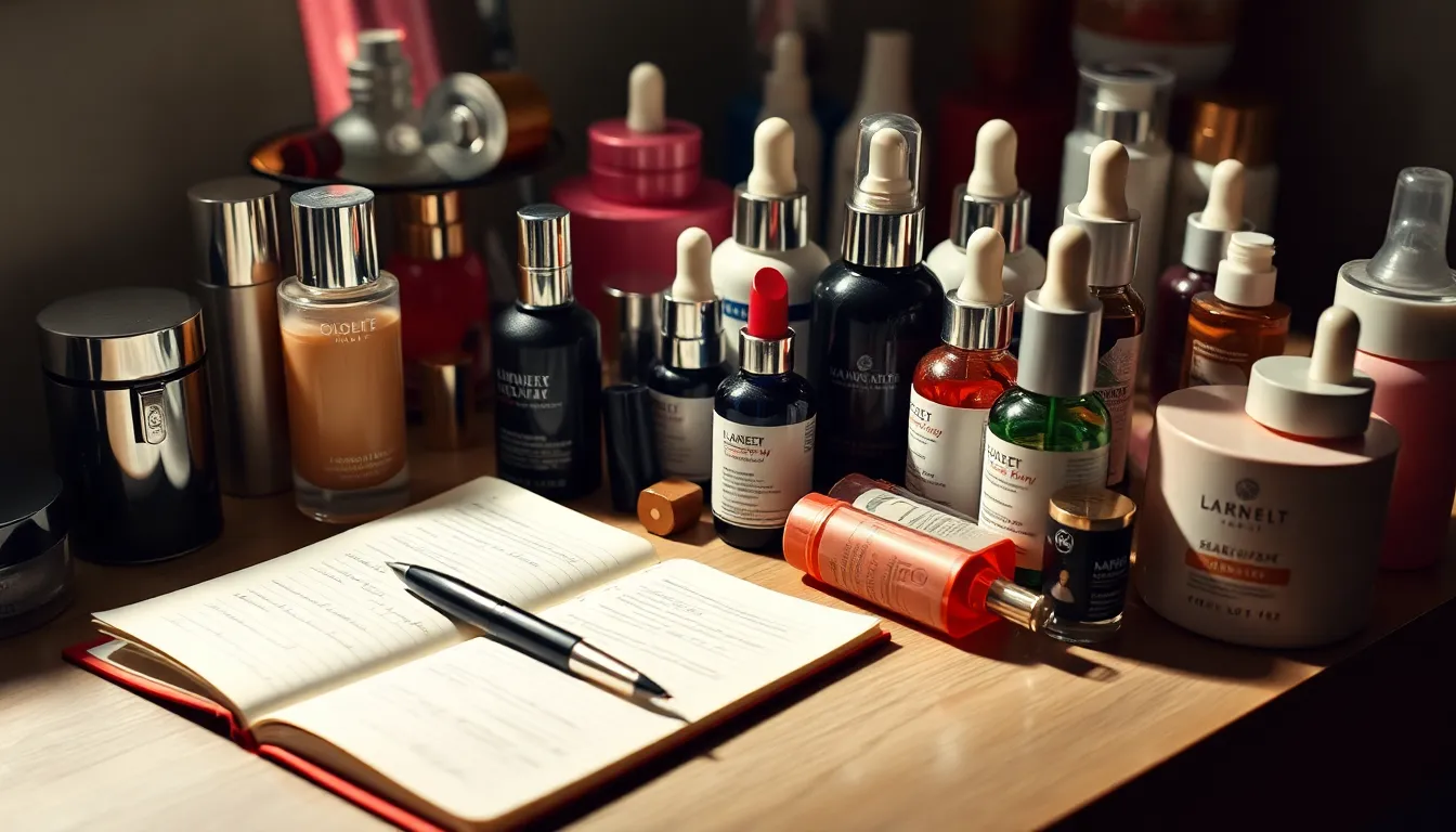 다양한 화장품이 놓여있는 사진