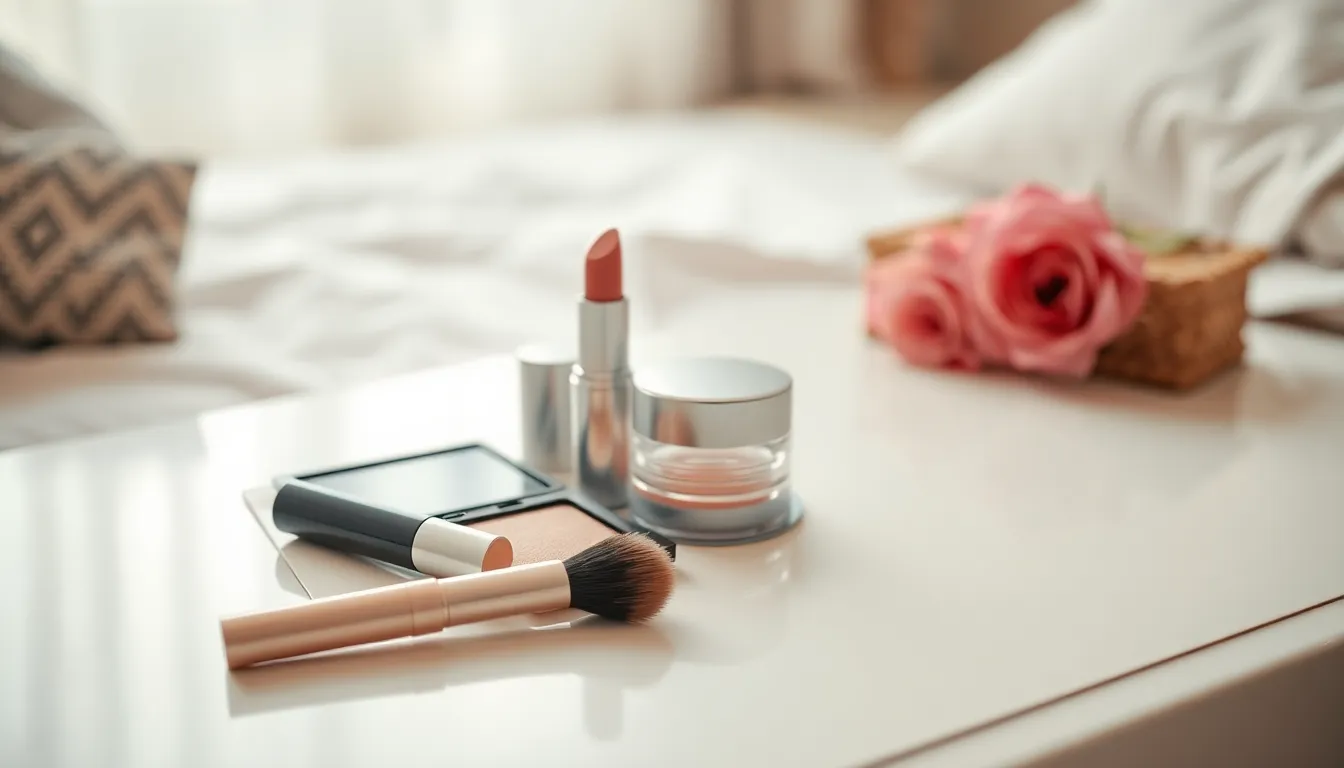 다양한 메이크업 도구와 화장품