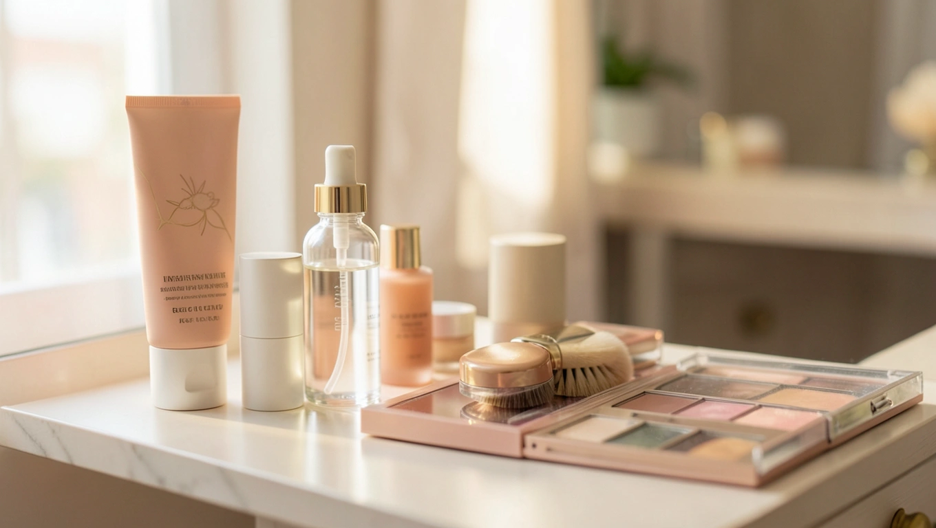 아름다운 여성의 메이크업 모습